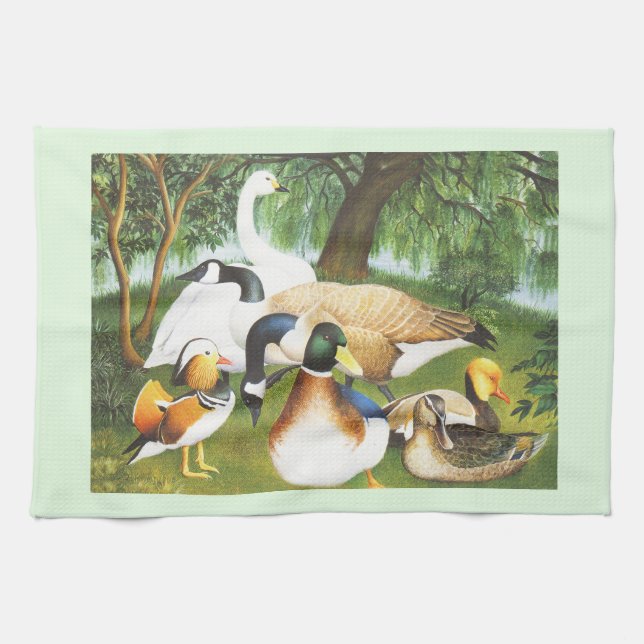 Enten und Schwan Vögel  Geschirrtuch (Horizontal)