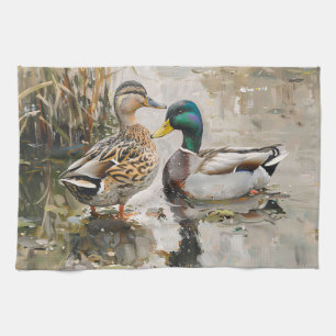Enten- und Stockenten-Wildmalerei Geschirrtuch