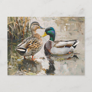 Enten- und Stockenten-Wildmalerei Postkarte