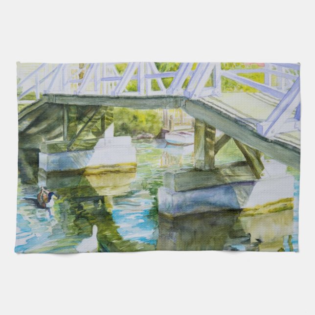 Enten unter einer Brücke Geschirrtuch (Horizontal)