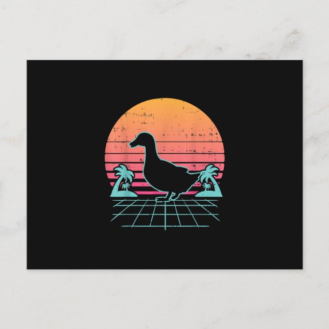 Enten Vaporwave 80er Farm Tier Bauer Geschenk Ankündigungspostkarte (Vorderseite)