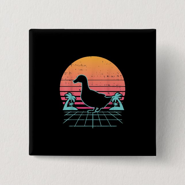 Enten Vaporwave 80er Farm Tier Bauer Geschenk Button (Vorderseite)