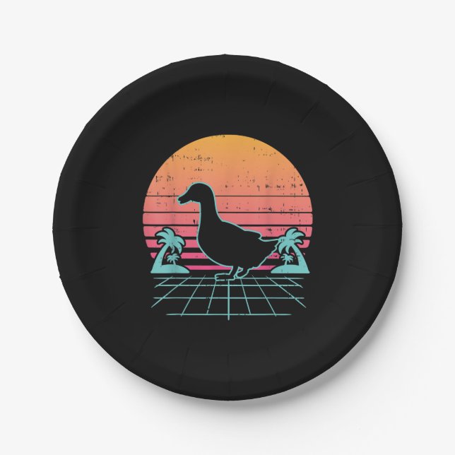 Enten Vaporwave 80er Farm Tier Bauer Geschenk Pappteller (Vorderseite)