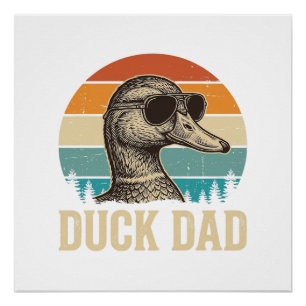Enten-Vater Vintage-Gravur Retro-Sonnenuntergangs- Poster