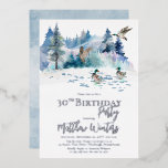 Enten Wald Natur 30. Geburtstag Party Folieneinladung<br><div class="desc">Naturlich geprägte Waldlandschaft mit Enten-Party für seinen "30. Geburtstag" mit echtem Silber-,  Gold- oder Rose-Goldfolientext. Composite Design von Holiday Hearts Designs.</div>