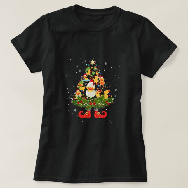 Enten Weihnachtsbaum Lights Niedliche Weihnachtsma T-Shirt (Design vorne)