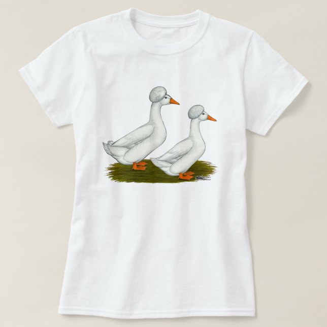 Enten:  Weiß Crested T-Shirt (Design vorne)