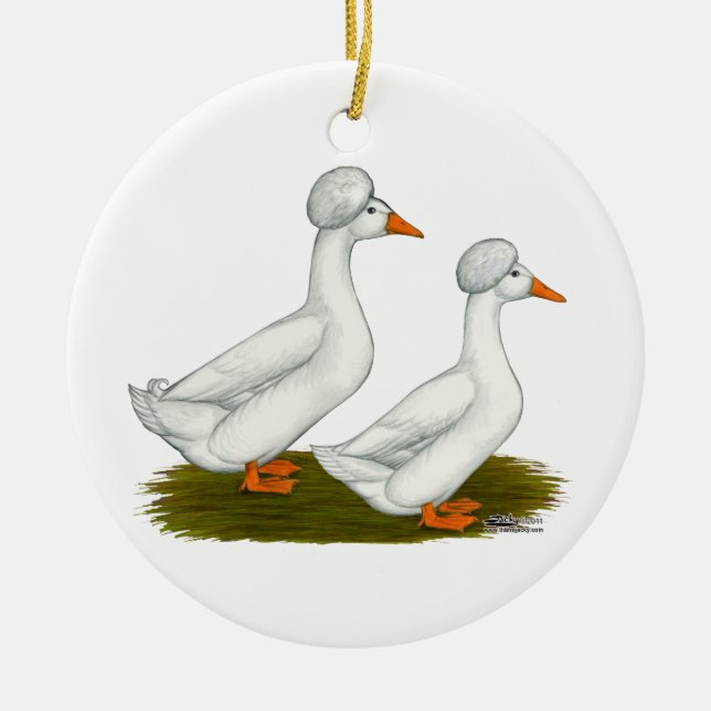Enten: weiß gekreischt keramik ornament (Vorne)