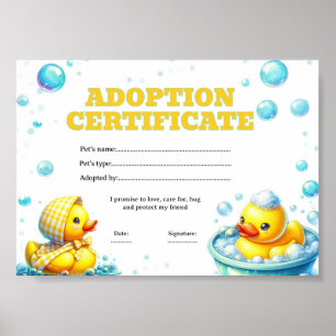 Entenadoption-Urkunde bearbeitbar Poster
