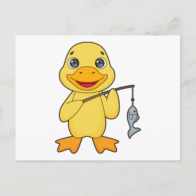 Entenangler Angelrute Postkarte (Vorderseite)
