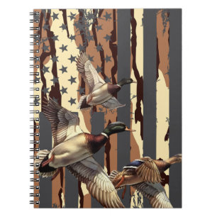 Entenjagd American Flag Waterfowl Bottomland Camou Notizblock