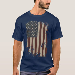 Entenjagd Amerikanische Flagge Vintage Jäger Ente T-Shirt