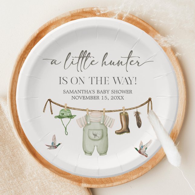 Entenjagd-Baby-Party Pappteller (Little Hunter Duck Baby Shower Paper Plate)