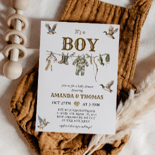 Entenjagd Es ist ein Junge Baby Shower  Einladung