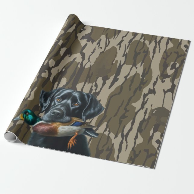 Entenjagd Labrador Retriever Bottomland Camouflage Geschenkpapier (Ungerollt)