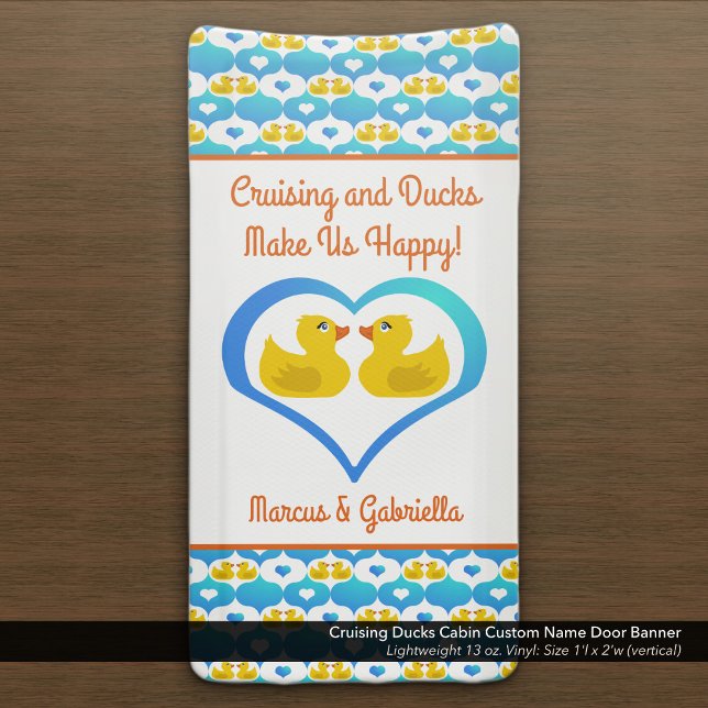 Entenkabine auf Kreuzfahrt mit individuellem Namen Banner (Cruising Ducks Cabin Door Banner–Customized with Your Names.)