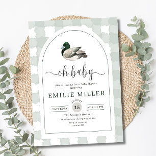 Entenküken-Baby-Party-Einladung, neutrales Grün Einladung