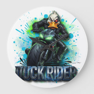 Entenreiter 3D Cyber-Enten-Motorrad-T-Shirt Große Wanduhr