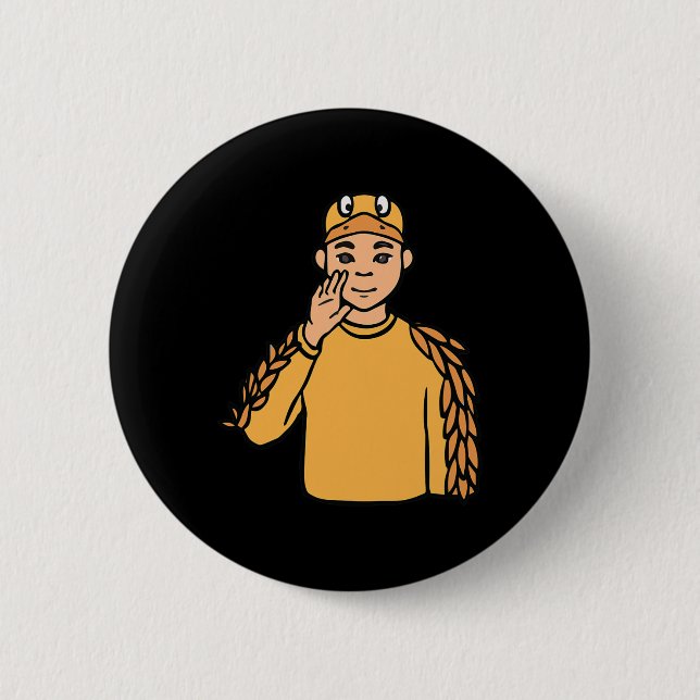 Ententier ASL Hand Gesture Deaf Hörverlust Awa Button (Vorderseite)