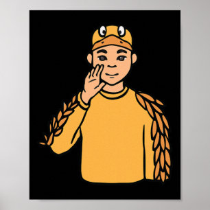 Ententier ASL Hand Gesture Deaf Hörverlust Awa Poster