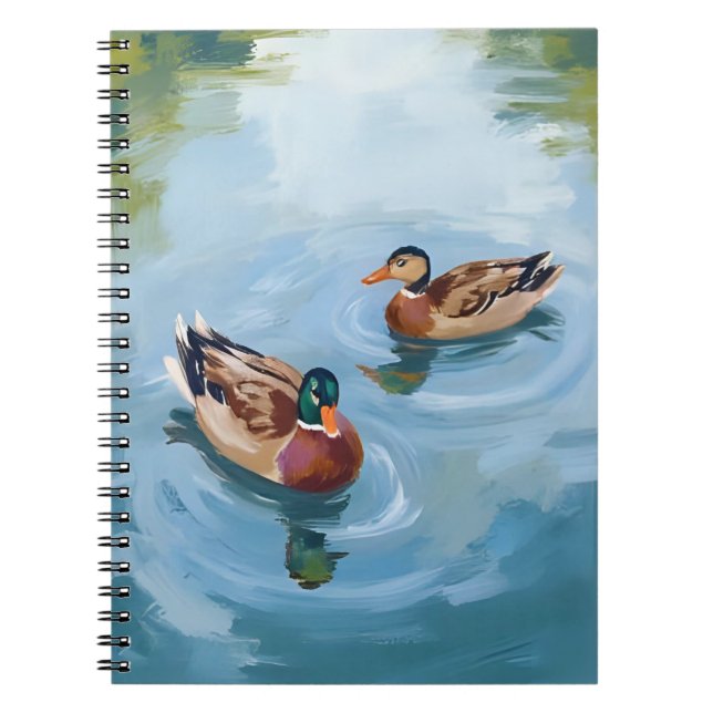 Entenweiher Wasserfarbe Gemalt Notizblock (Vorderseite)