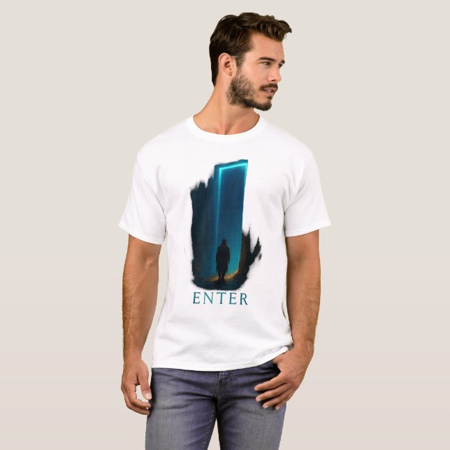 ENTER Portal T-Shirt – Dark Surreal Sci-Fi Graphic (Vorne ganz)