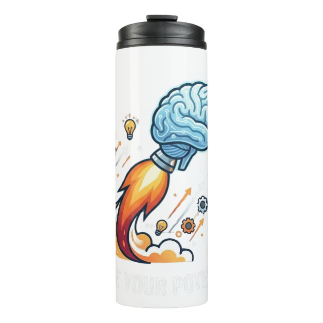 Entfalte Dein Potenzial Rocket Brain Motivations G Thermosbecher (Vorderseite)