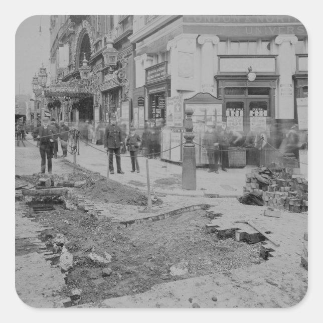 Entfernen der Kopfsteinpflaster Quadratischer Aufkleber (Vorderseite)