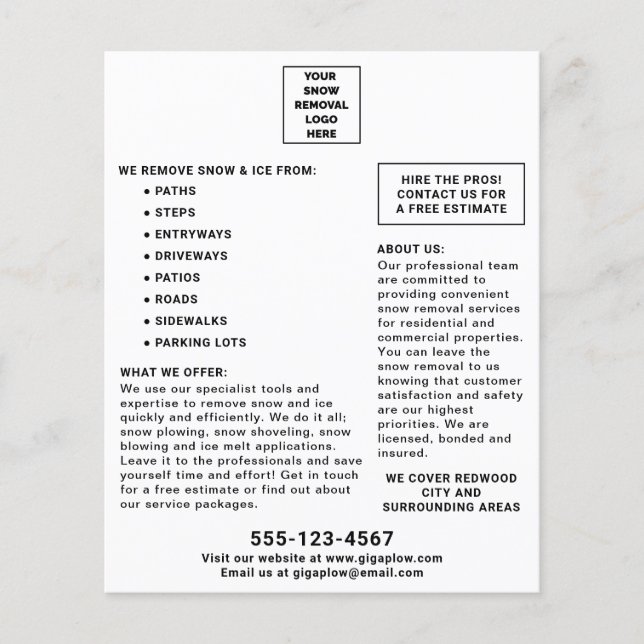 Entfernen des Schnees Hinzufügen Ihres Logo-Market Flyer (Vorne)