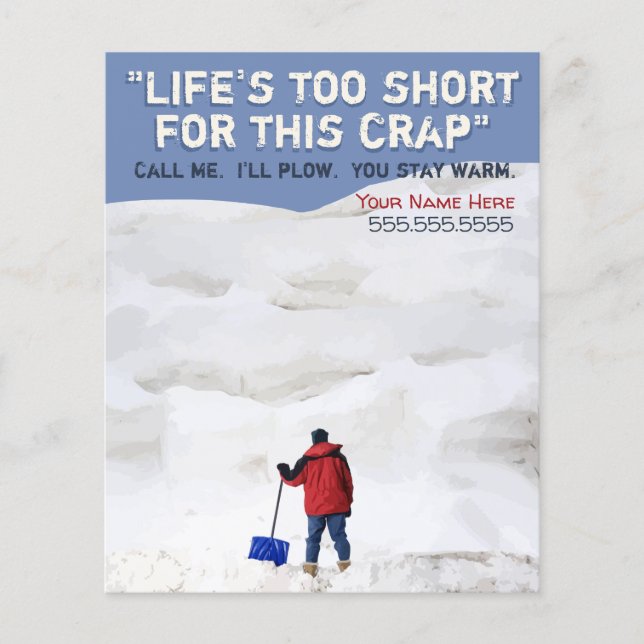 Entfernen des Schnees. Schneeflocken. Personalisie Flyer (Vorne)