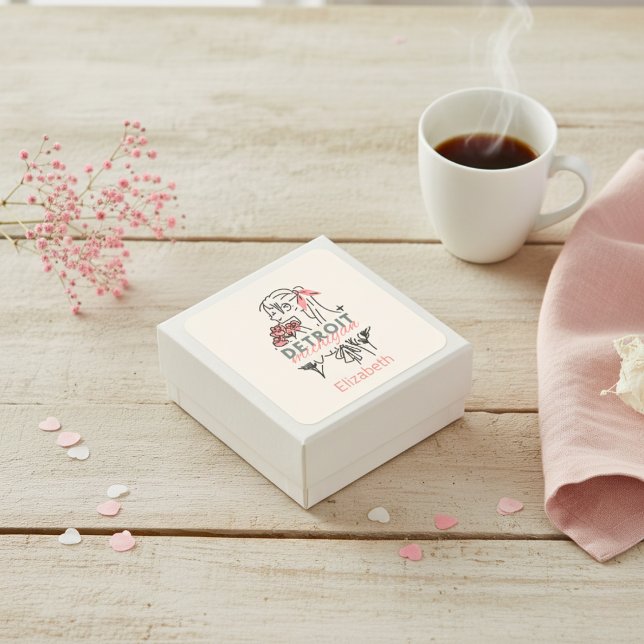 Entfernen rosafarbener Blume, Aufkleber für den be (Detroit Pink Flowers Custom Square Sticker)