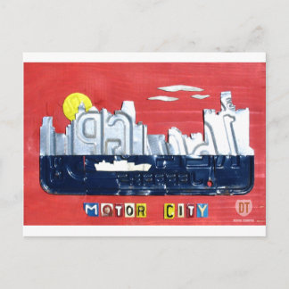 Entfernen Sie die Motorcity Skyline-Lizenzplakette Postkarte