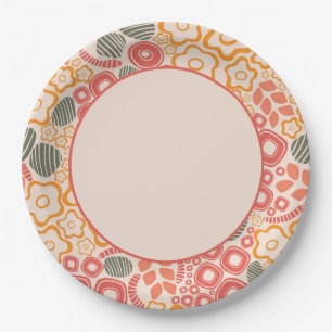 Entfernte Blume auf Peach Background Paper Teller