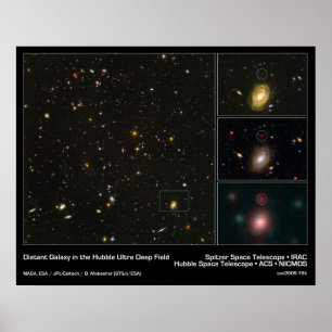 Entfernte Galaxie auf dem Hubble ultra tiefen Poster