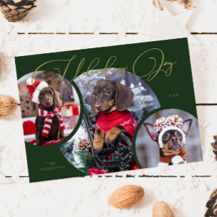 Entfesseln der Joy Green Dog Foto Holiday Card Feiertagskarte