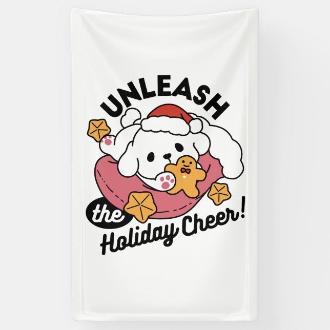 Entfesseln Sie den Holiday Cheer - Niedliche Hunde Banner (Vertikal)