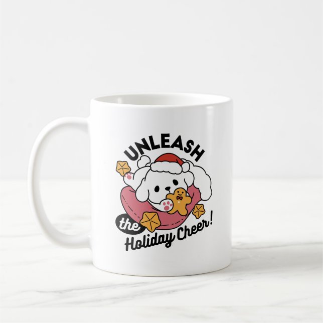 Entfesseln Sie den Holiday Cheer - Niedliche Hunde Kaffeetasse (Links)
