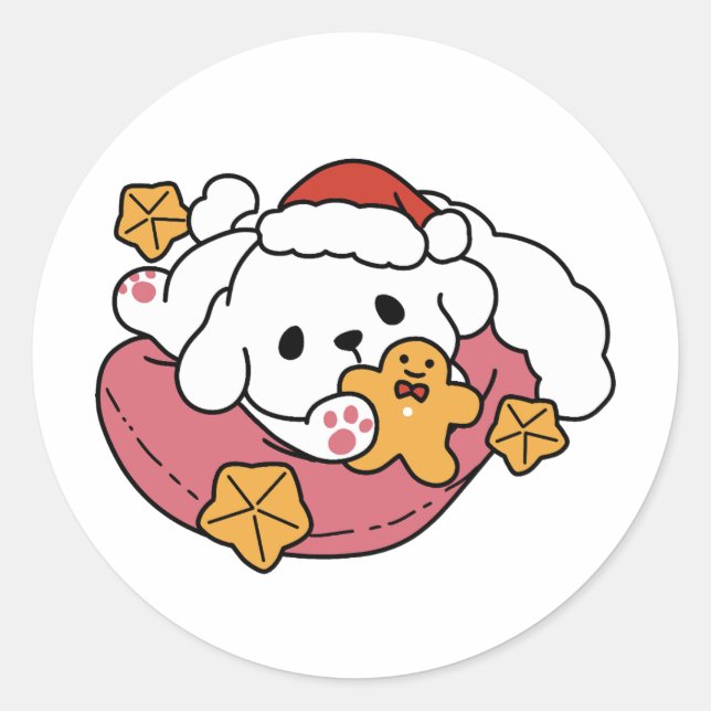 Entfesseln Sie den Holiday Cheer - Niedliche Hunde Runder Aufkleber (Vorderseite)