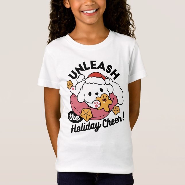 Entfesseln Sie den Holiday Cheer - Niedliche Hunde T-Shirt (Vorderseite)