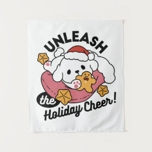 Entfesseln Sie den Holiday Cheer - Niedliche Hunde Wandteppich