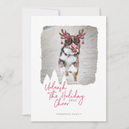 Entfesseln Sie den Weihnachtslustigen Foto Rentier Feiertagskarte
