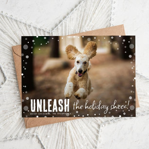 Entfesseln Sie die Freude! Hunde-Foto-Weihnachten Feiertagskarte