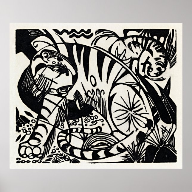 Entfesseln Sie die Wildnis: Franz Marcs Tiger Poster (Vorne)