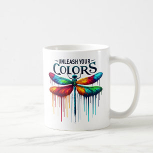 Entfesseln Sie Ihre Farben - Künstlerische Libelle Kaffeetasse
