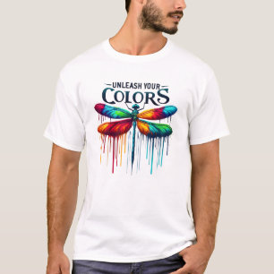 Entfesseln Sie Ihre Farben - Künstlerische Libelle T-Shirt