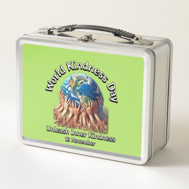 Entfesseln Sie Ihre innere Freundlichkeit. Weltniv Metall Brotdose (Vorderseite)