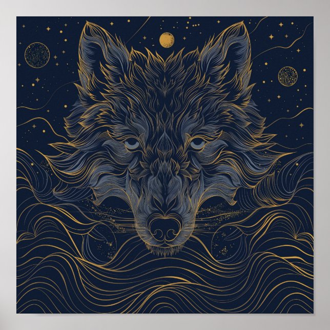 Entfesseln Sie Ihren inneren Wolf: Zodiac Wolf Poster (Vorne)
