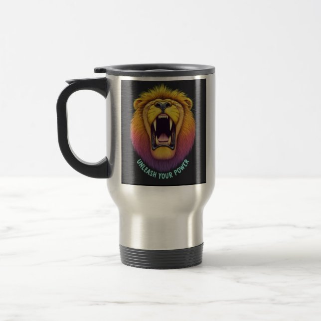 "Entfesseln Sie Ihren Power" Reisecoffee Mug Reisebecher (Links)