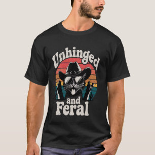 Entfesselt und wild lustiger Retro Vintage Katze C T-Shirt