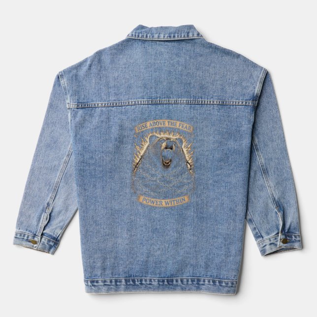Entfessle deine Macht — Brüllender Bär Jeansjacke (Rückseite)